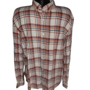 Old Navy Men's Orange Plaid Shirt XL